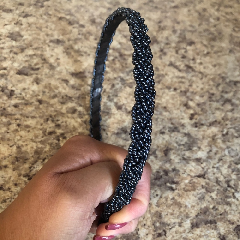 Navy Beaded Headband